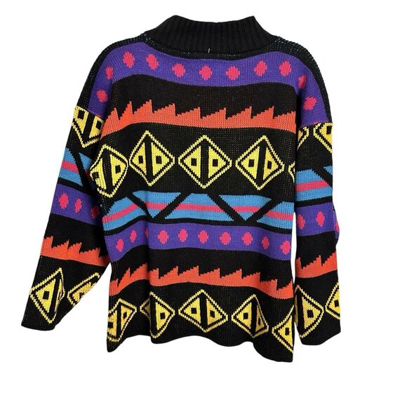 VTG Croquet Club Womens Sz L Geometric 80s 90s Retro Sweater Granny Core USA - Picture 5 of 7